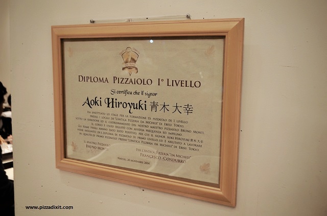 Antica Pizzeria Da Michele Tokyo diploma pizzaiolo