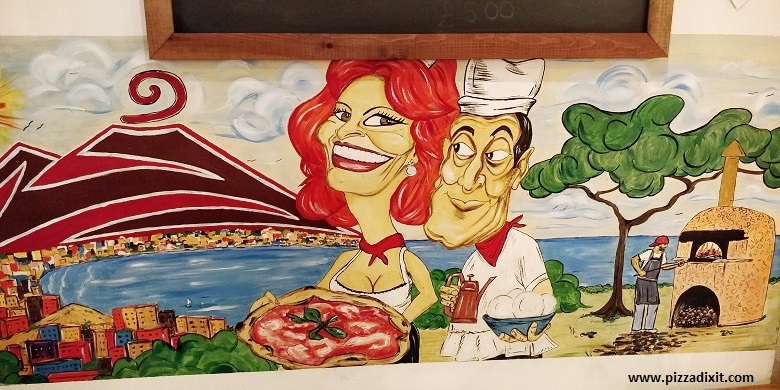 Pizzeria Pellone Clapham Londra murale Totò e Sofia